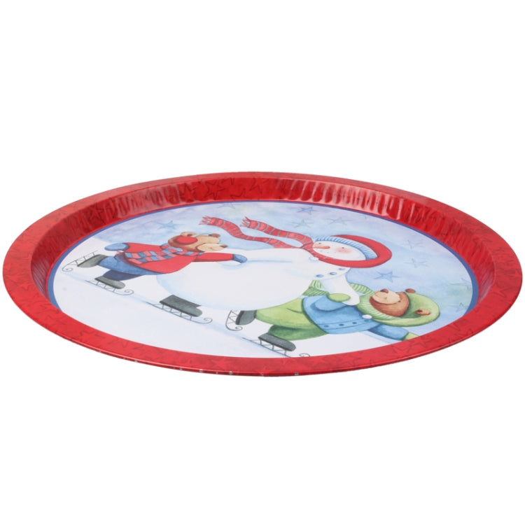 Snowman Pattern Multi-purpose Round Tray Fruit Bowl Dessert Plate