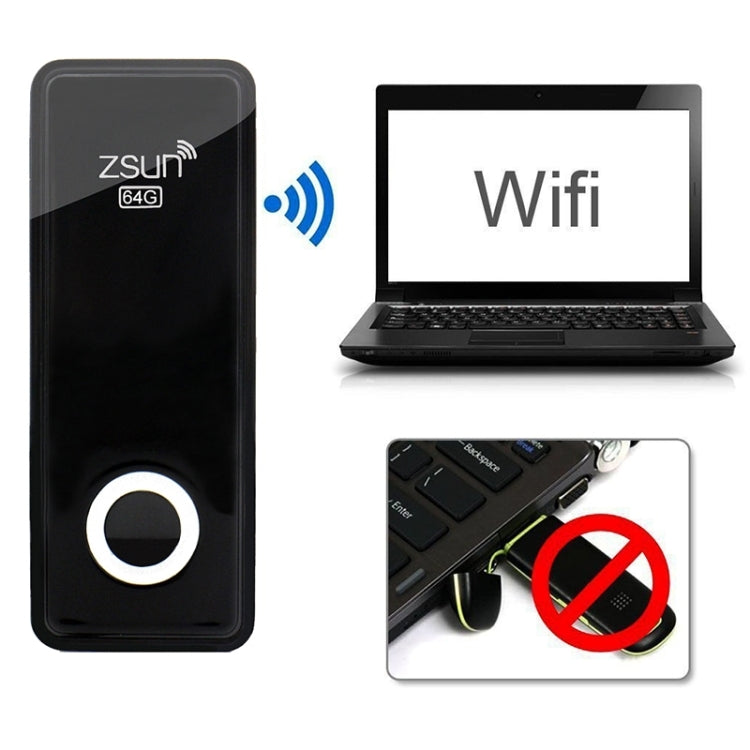 Wireless U Disk Wireless USB Flash Drive 64GB for iPhone / iPad / Android Phone / PC(Black)