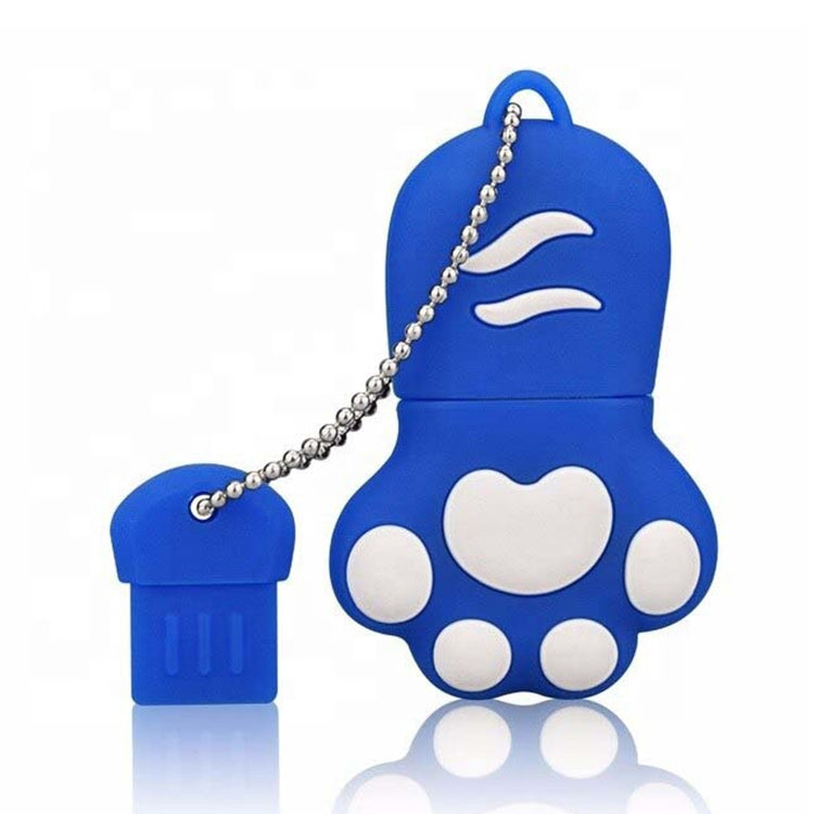 16GB Bear Paw Shaped Silicone USB 2.0 Flash Disk with Anti Dust Cup(Blue)
