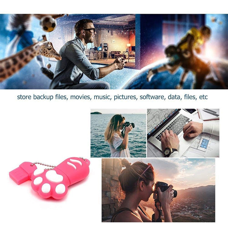 4GB Bear Paw Shaped Silicone USB 2.0 Flash Disk with Anti Dust Cup(Blue)