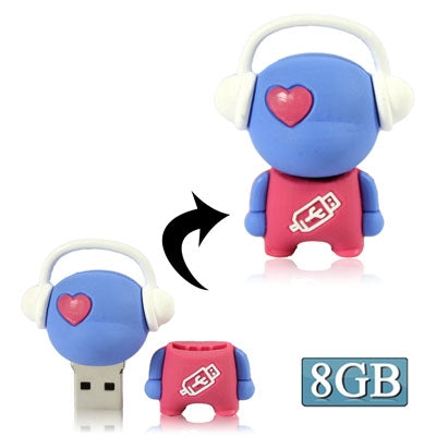 Music man cartoon USB Flash disk, Special for Valentines Day Gifts (8GB)(Blue)