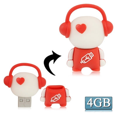 Red Music Man Cartoon Silicone USB Flash disk, Special for All Kinds of Festival Day Gifts (4GB)