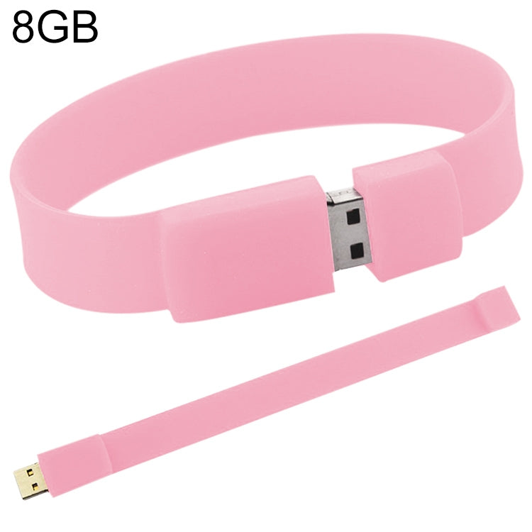 8GB Silicon Bracelets USB 2.0 Flash Disk(Pink)