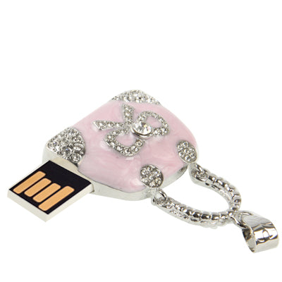 Pink Handbag Shaped Diamond Jewelry Necklace USB Flash Disk