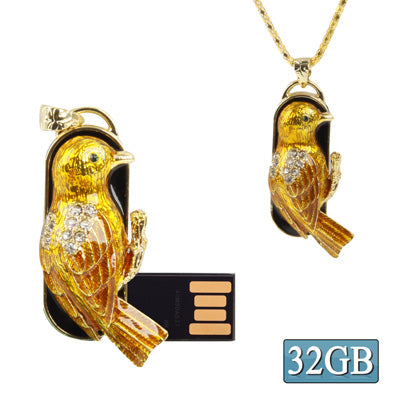 Oriole Shaped Diamond Jewelry Necklace Style USB Flash Disk
