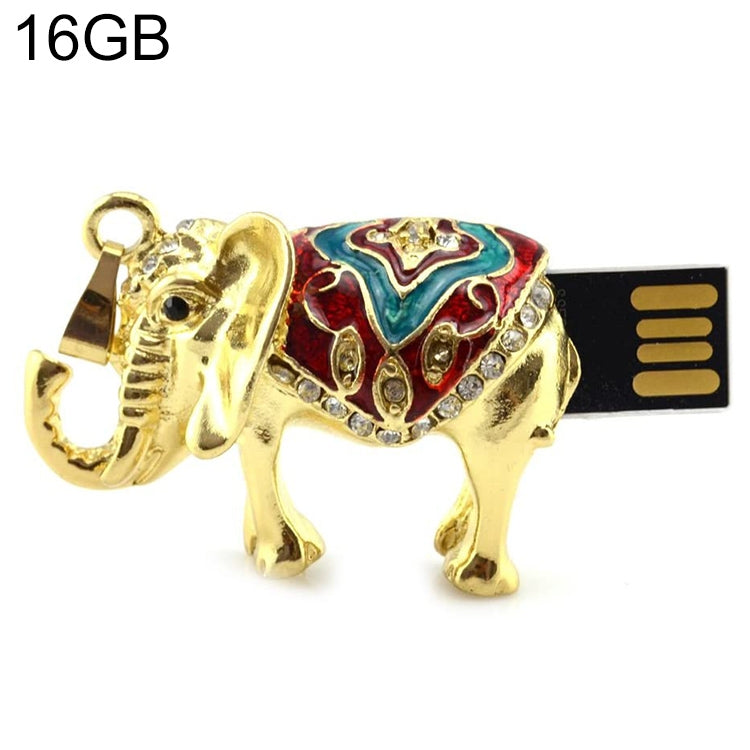 Golden Elephants Shaped Diamond Jewelry Necklace Style USB Flash Disk