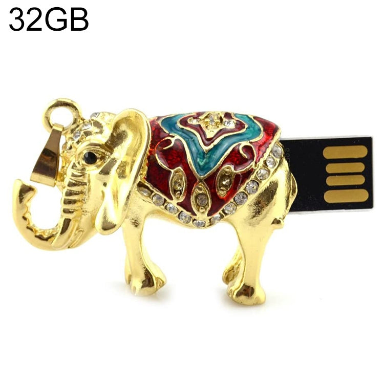 Golden Elephants Shaped Diamond Jewelry Necklace Style USB Flash Disk