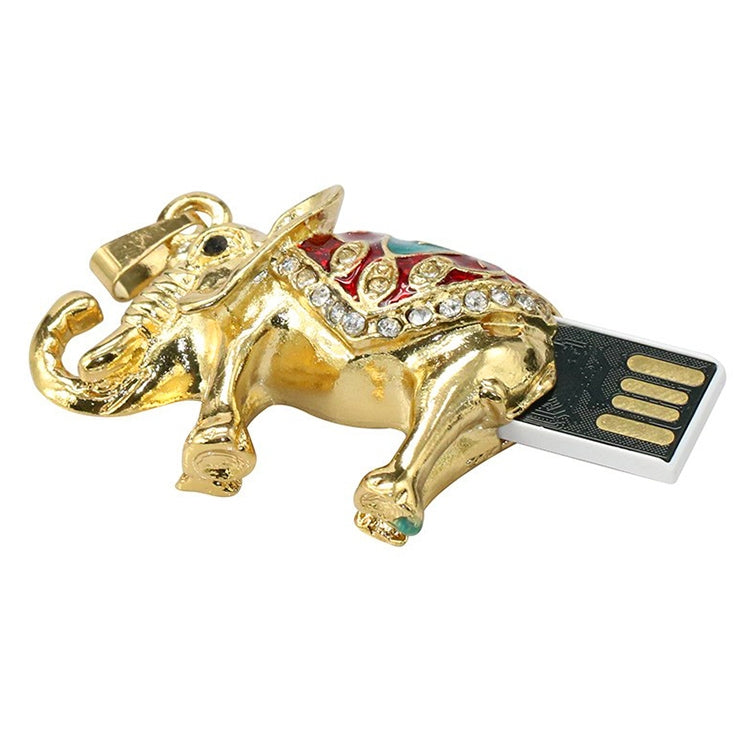 Golden Elephants Shaped Diamond Jewelry Necklace Style USB Flash Disk