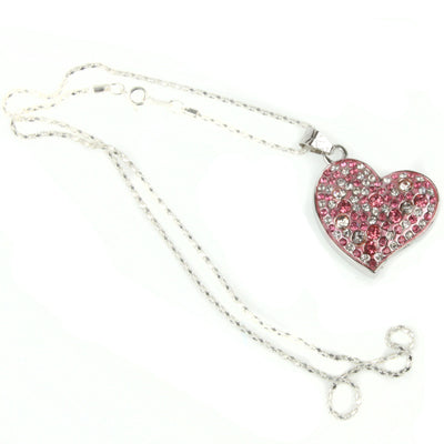 Pink heart-shaped Diamond Necklace Style USB Flash Disk