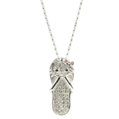 Silver Slippers Shaped Diamond Necklace Style USB Flash Disk