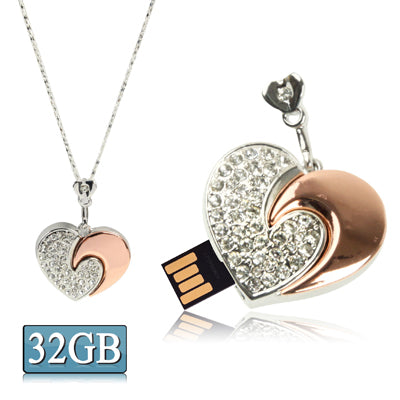 Heart Shaped Diamond Necklace Style USB Flash Disk