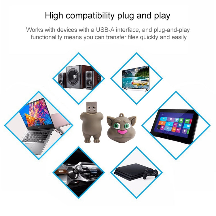 Talking Tom Cat Shape Cartoon Silicone USB Flash Disk (8GB)