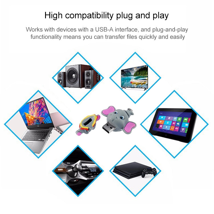 Elephant Shape Silicone USB2.0 Flash disk, Special for All Kinds of Festival Day Gifts, Dark Grey