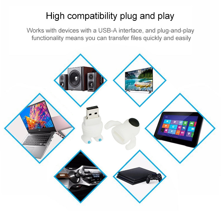 Astronaut  Style Silicone USB2.0 Flash disk, Special for All Kinds of Festival Day Gifts,White (8GB)(White)
