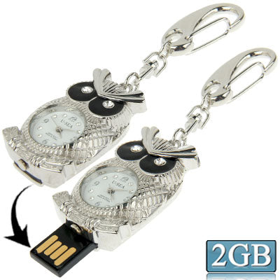 Noctua Metal Watch Keychain Style USB Flash Disk Silver