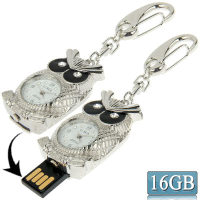 Noctua Metal Watch Keychain Style USB Flash Disk Silver