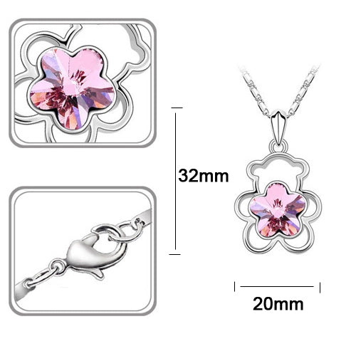 Fashion Bear Austrian Crystal Jewelry Set, Necklace + Bracelet + Earrings
