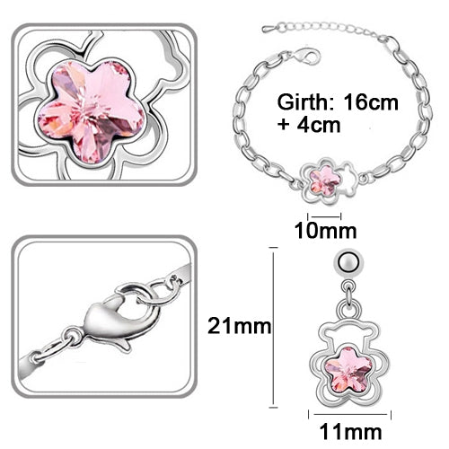 Fashion Bear Austrian Crystal Jewelry Set, Necklace + Bracelet + Earrings
