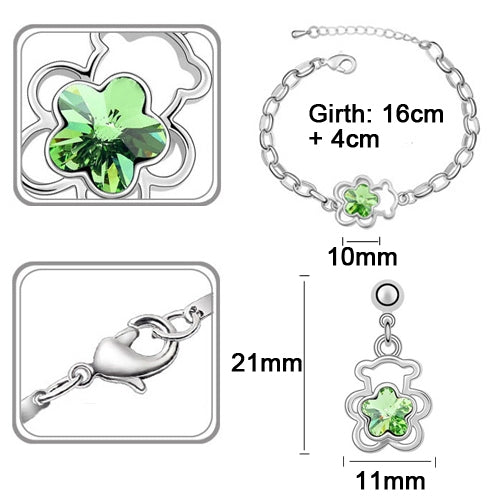 Fashion Bear Austrian Crystal Jewelry Set, Necklace + Bracelet + Earrings