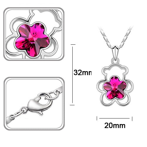 Fashion Bear Austrian Crystal Jewelry Set, Necklace + Bracelet + Earrings