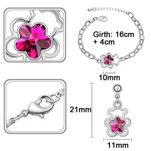 Fashion Bear Austrian Crystal Jewelry Set, Necklace + Bracelet + Earrings