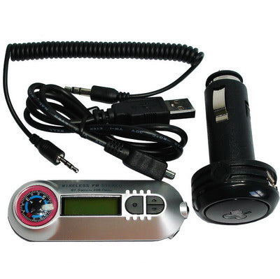 Wireless FM Transmitter with 200 frequency with LCD(Silver)