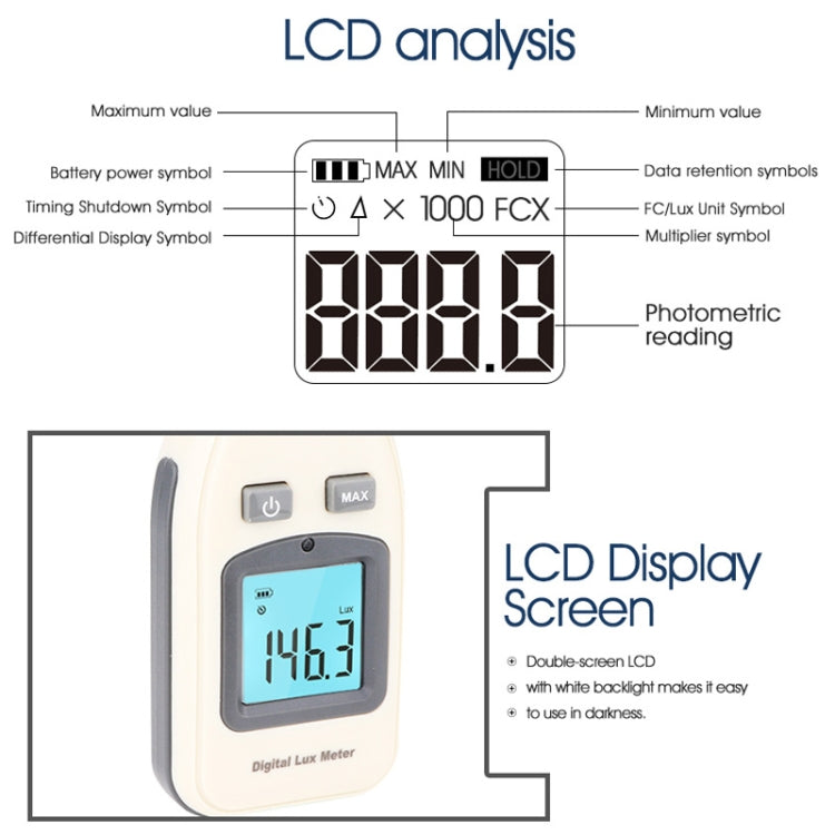 BENETECH Digital Light Lux Meter for Factory / School / House Various Occasion, Range: 0-200,000 Lux (GM1010)(White)