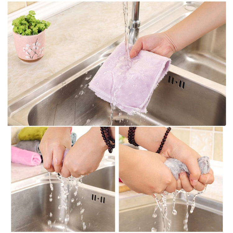 10 PCS Soft Microfiber Dishcloth, Size: 25cm x 25cm (Random Color Delivery)