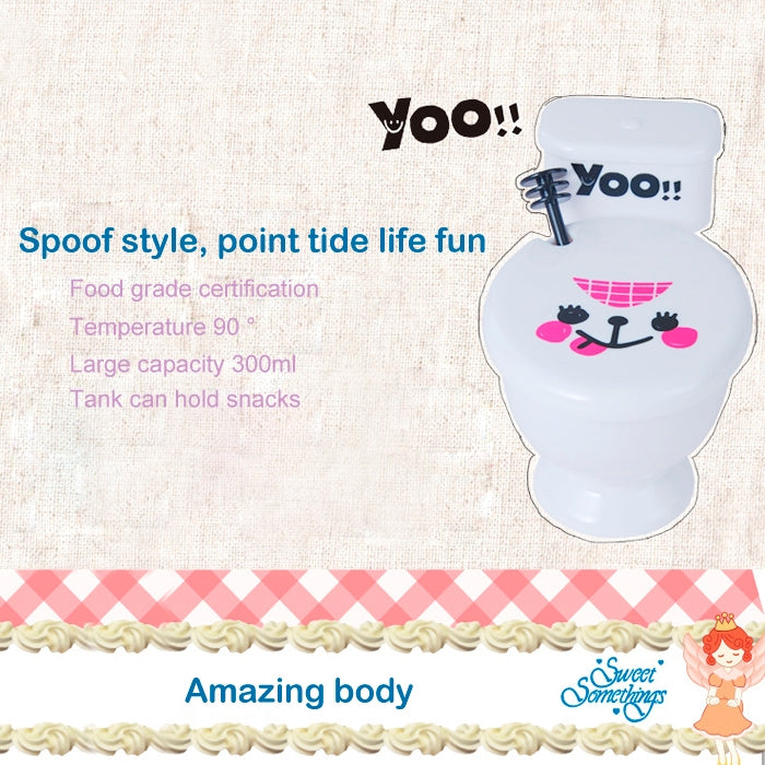 Best Gifts 300ML Funny Cute Toilet Cup with Spoon Novelty Plastic Mug