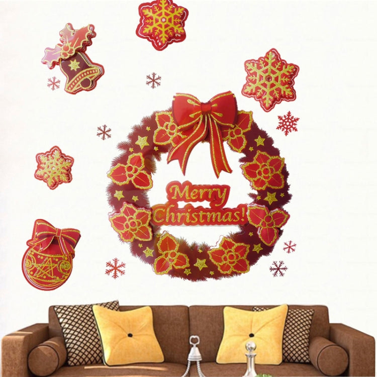 Christmas Series Snow and Garland Pattern Glitter Wall Stickers for Home Decoration, Size: 41cm x 29cm