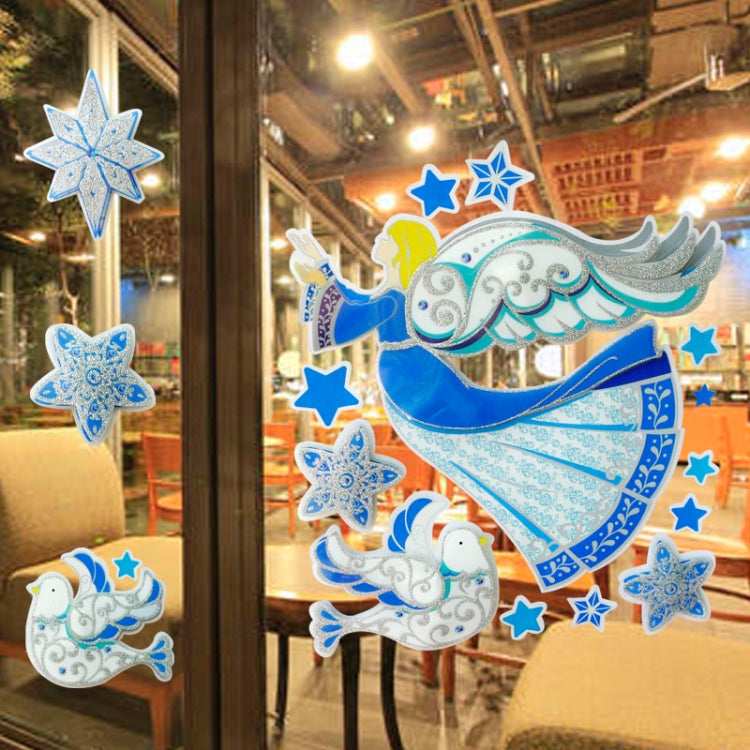 Christmas Series Angel Pattern Glitter Wall Stickers for Home Decoration, Size: 41cm x 29cm