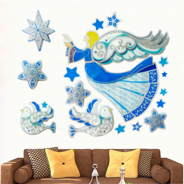 Christmas Series Angel Pattern Glitter Wall Stickers for Home Decoration, Size: 41cm x 29cm