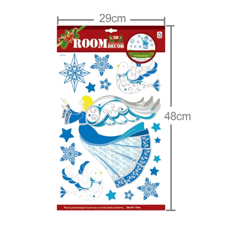 Christmas Series Angel Pattern Glitter Wall Stickers for Home Decoration, Size: 41cm x 29cm