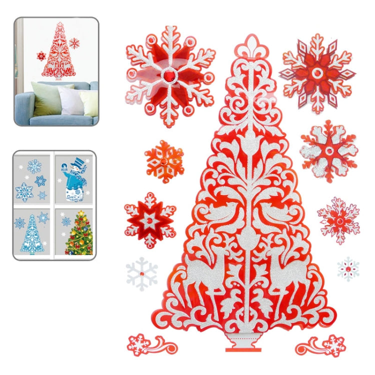 Christmas Series Snow and Christmas Tree Pattern Glitter Wall Stickers for Home Decoration, Size: 41cm x 29cm