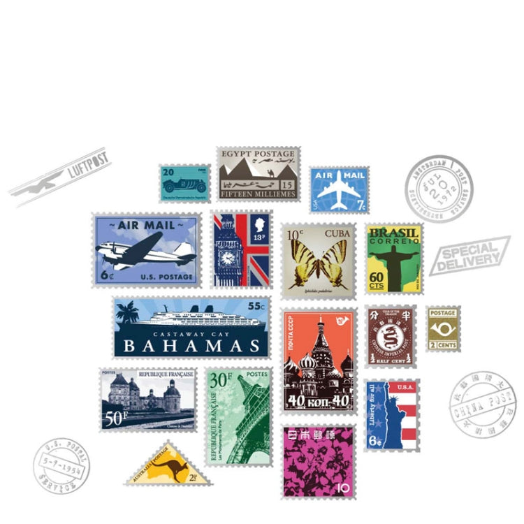 3D Postage Stamp Pattern Removable Wall Stickers for Home Decoration, Size: 90cm x 60cm