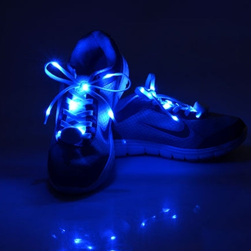 1 Pair LED Fluorescent Flat Shoelaces with Button, Length: about 113cm
