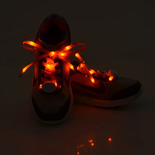1 Pair LED Fluorescent Flat Shoelaces with Button, Length: about 113cm