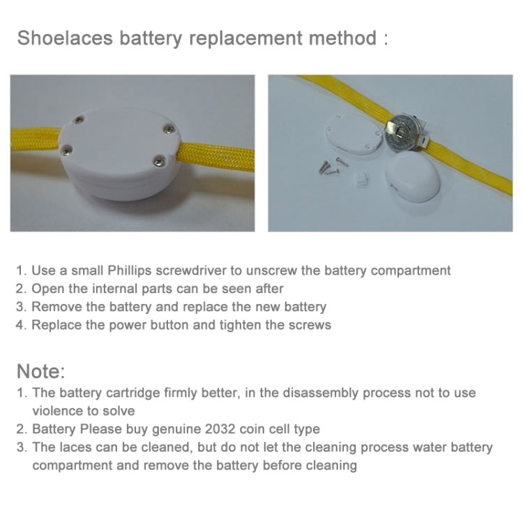 1 Pair LED Fluorescent Flat Shoelaces with Button, Length: about 113cm