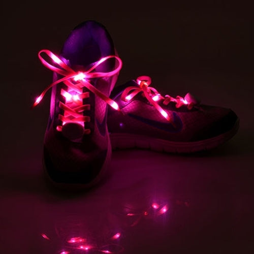 1 Pair LED Fluorescent Flat Shoelaces with Button, Length: about 113cm
