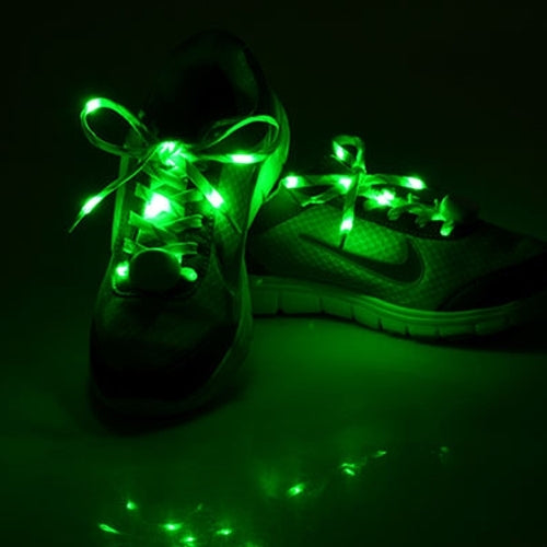 1 Pair LED Fluorescent Flat Shoelaces with Button, Length: about 113cm