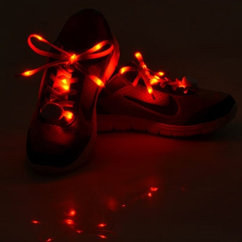 1 Pair LED Fluorescent Flat Shoelaces with Button, Length: about 113cm