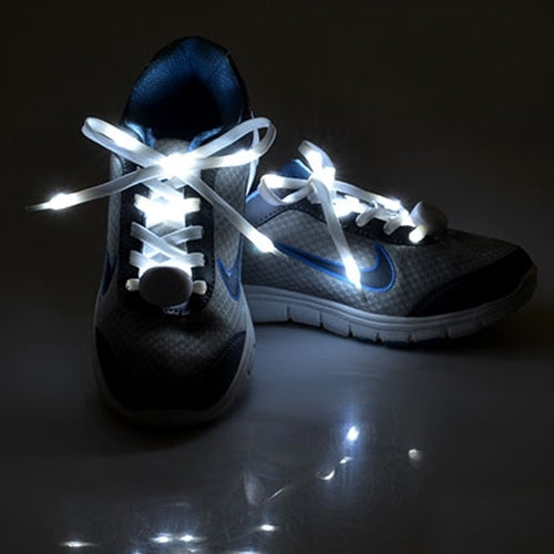 1 Pair LED Fluorescent Flat Shoelaces with Button, Length: about 113cm