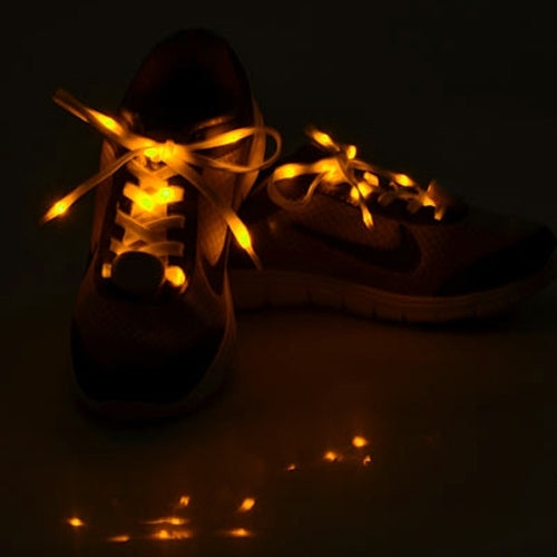 1 Pair LED Fluorescent Flat Shoelaces with Button, Length: about 113cm