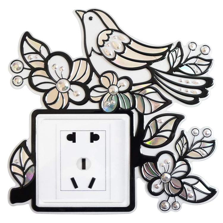 Waterproof Bird and Flowers Pattern Switch Socket Wall Stickers, Size: 22.5cm x 22.5cm
