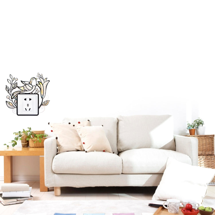 Waterproof Elegant Flower and Bird Pattern Switch Socket Wall Stickers, Size: 22.5cm x 22.5cm