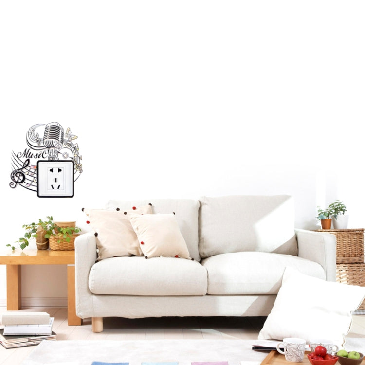 Waterproof Microphone and Musical Note Pattern Switch Socket Wall Stickers, Size: 22.5cm x 22.5cm