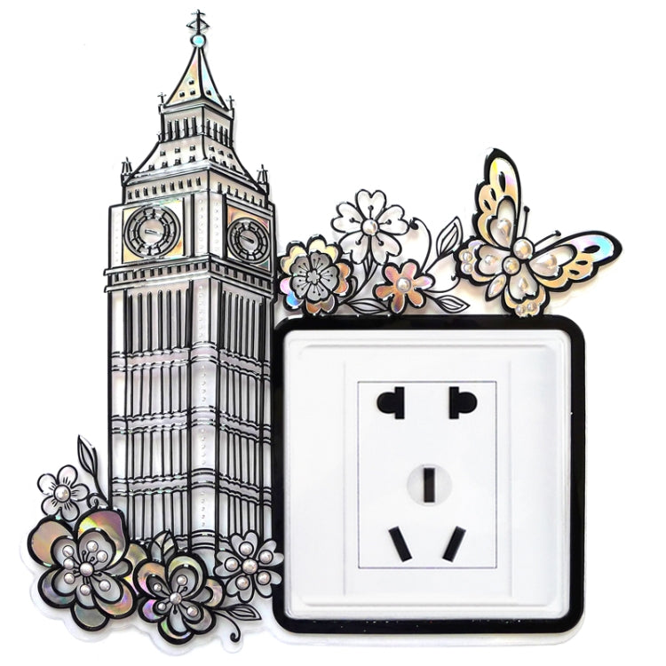 Waterproof Clock Tower Pattern Switch Socket Wall Stickers, Size: 22.5cm x 22.5cm