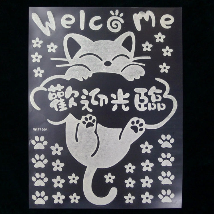 Flower and Lovely Cat Pattern Fluorescent Self-adhesive Wall Stickers for Home Decoration, Size: 40cm x 30cm
