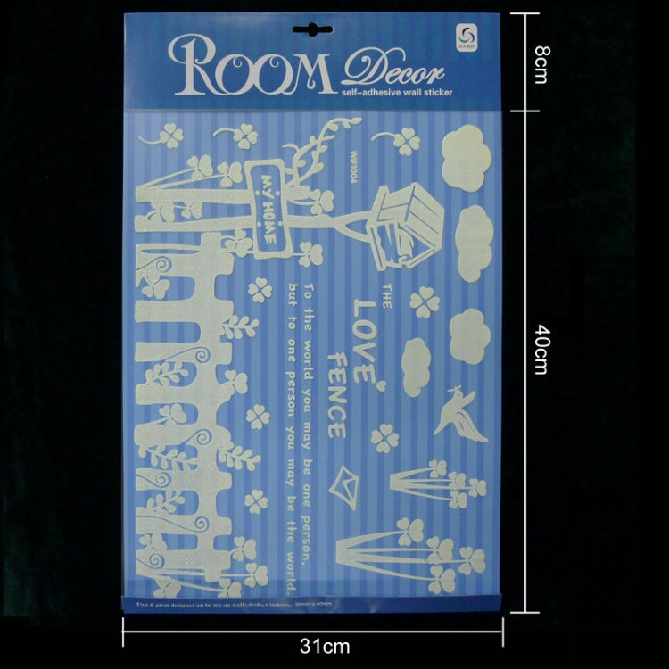 Fence and Mailbox Pattern Fluorescent Self-adhesive Wall Stickers for Home Decoration, Size: 40cm x 30cm
