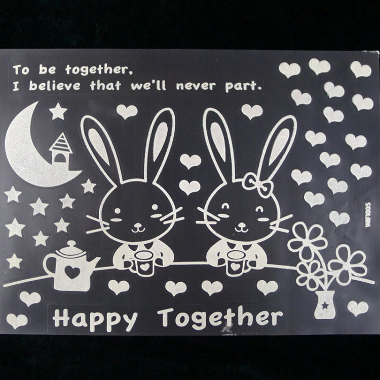 Lovely Rabbit Pattern Fluorescent Self-adhesive Wall Stickers for Home Decoration, Size: 40cm x 30cm